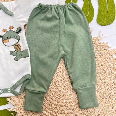 Conj. Body Manga Longa e Calça Girafinha - Verde Conj. Body Manga Longa e Calça Girafinha - Verde